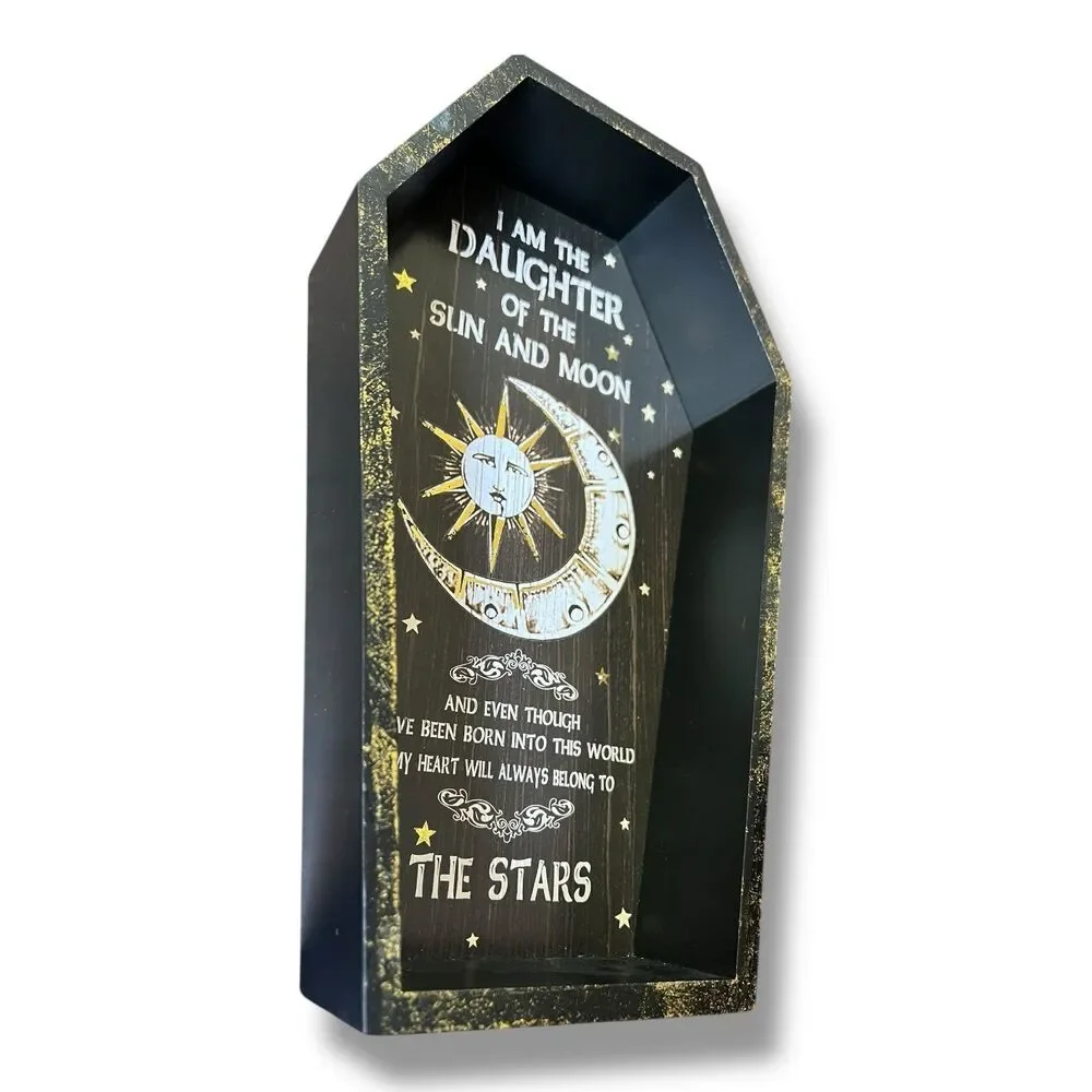 Ashland Enchanted Forest Coffin Shelf Sun Moon Stars Halloween Tabletop Décor - Picture 2 of 8